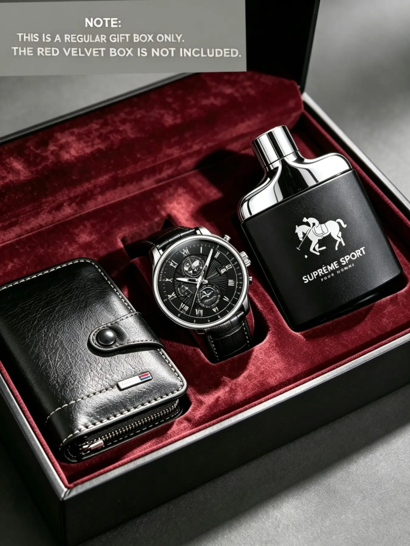 Men's Luxury Gift Set: PU Leather Watch, Wallet, Cologne Box, Ideal Christmas/birthday Gift for Dad or Boyfriend