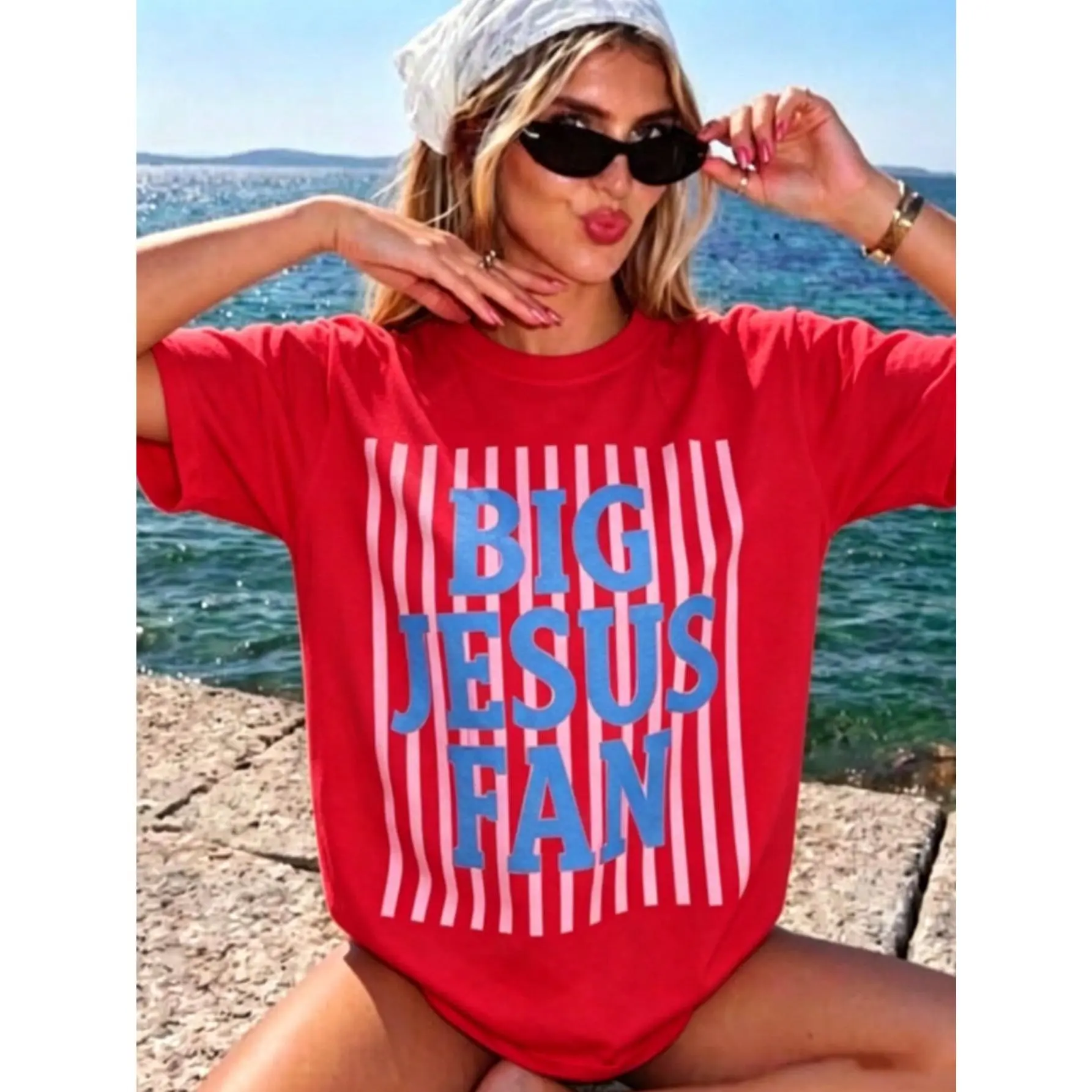 Unisex Short-Sleeve Round Neck Big Jesus Fan Graphic Sports Top - Soft Cotton Fabric, Loose-Fit Relaxed Style, 1-Piece Casual Streetwear Holiday Wear, Jesus T-Shirt, Easter, Letters, All Over Print, One-Piece
