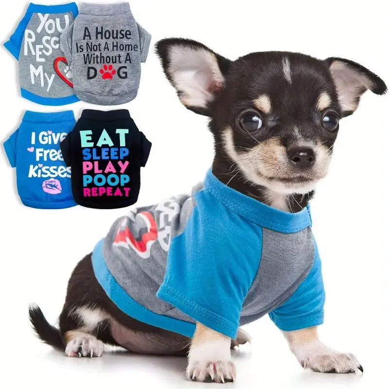 4pcs Puppy Kitten Clothes Spring Autumn Pet Shirts Dog Thin T-Shirts Suitable for Male Dog Apparel Pet Clothing