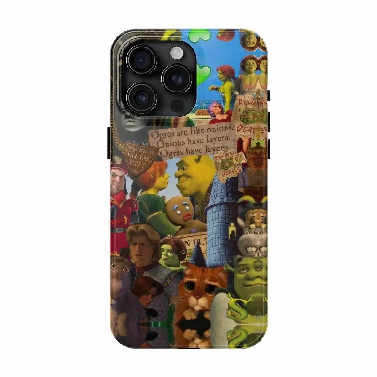 Shrek-Inspired Love Collage Phone Case Shell, Durable Shock-Absorbing Resistance Mobile Phone Accessory for iPhone 11-17 Pro Max/Plus, Samsung Galaxy S23-25