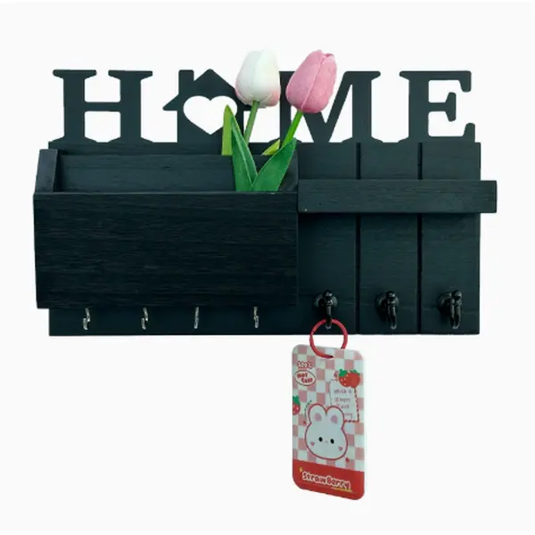 Wall Keychain - with Recording Chalkboard & 7 Key Hooks, Mail Rack Organizer Wall Mount Bracket with Shelf - Hanging Key Rack with Hook Hanger Decoration Home, Dog Leash Key Hook, Living Room Bedroom Decorative Storage Rack