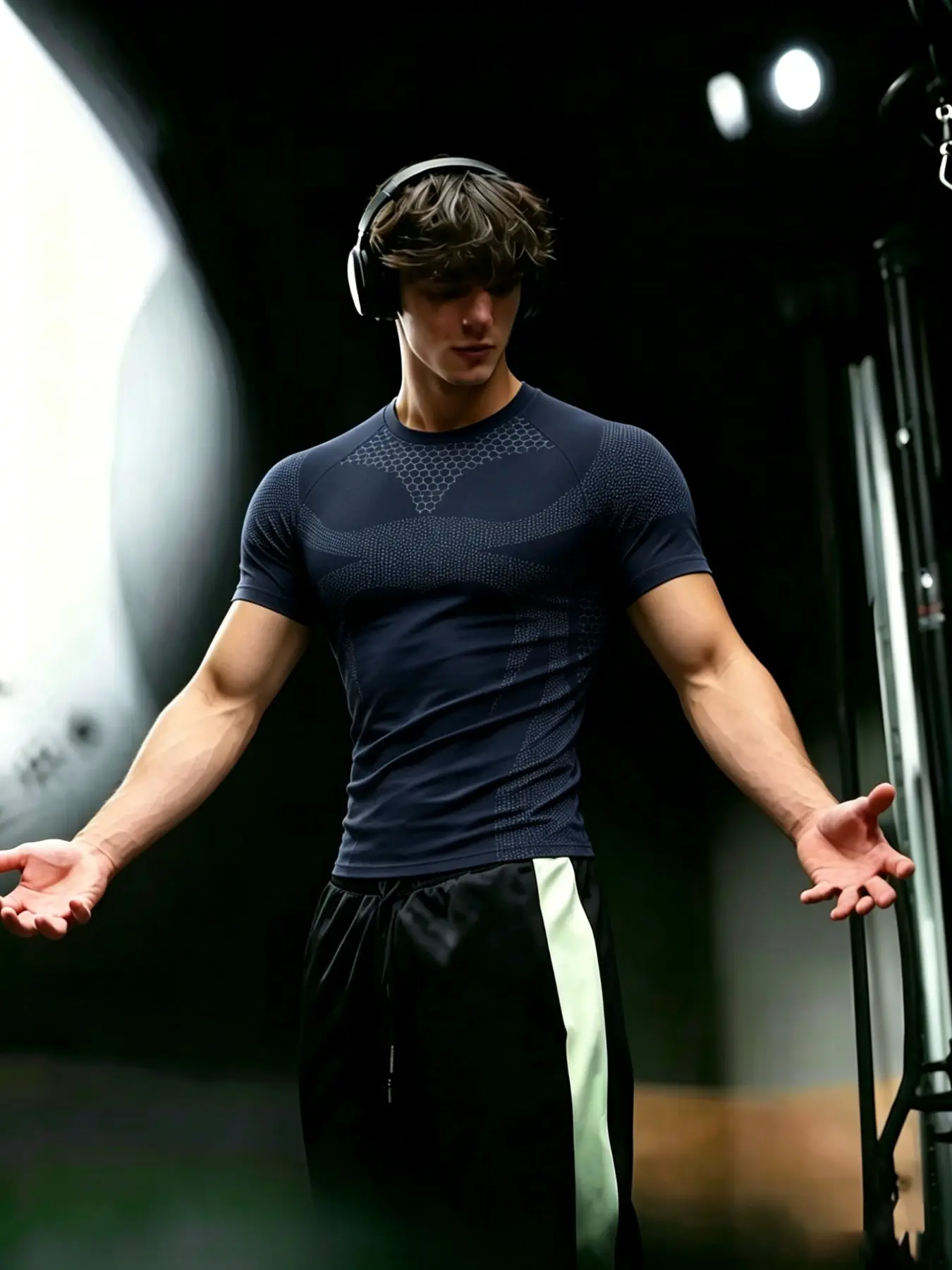 Men's European Style Fitness T-Shirt, Honeycomb Texture Breathable Design, High Elasticity Quick-Dry Fabric, Ideal for Gym Training