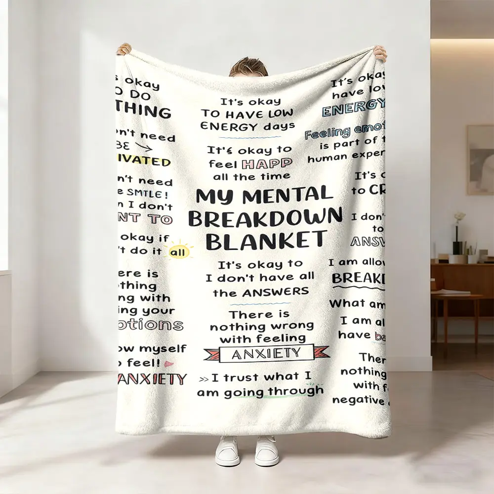 This MY MENTAL BREAKDOWN ANXIETY-themed digital print flannel blanket is soft, warm, and multifunctional, suitable for use as a sofa bed cover, office nap blanket, outdoor camping blanket, or a gift for all seasons.
