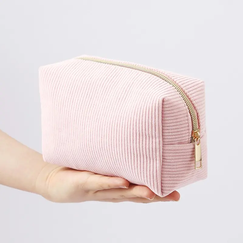 Minimalist corduroy large-capacity pencil case, Writing, storing student stationery and office supplies, portable school supplies