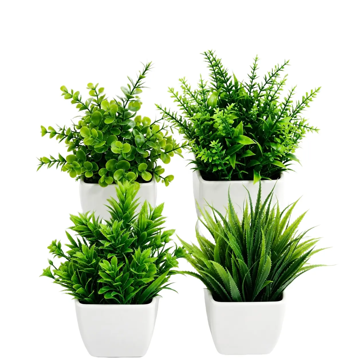 4 Mini Bonsai Plant Set Indoor Artificial Decorations Small Artificial Trees For Home Office Country Style Bathroom And Holiday Decorations
