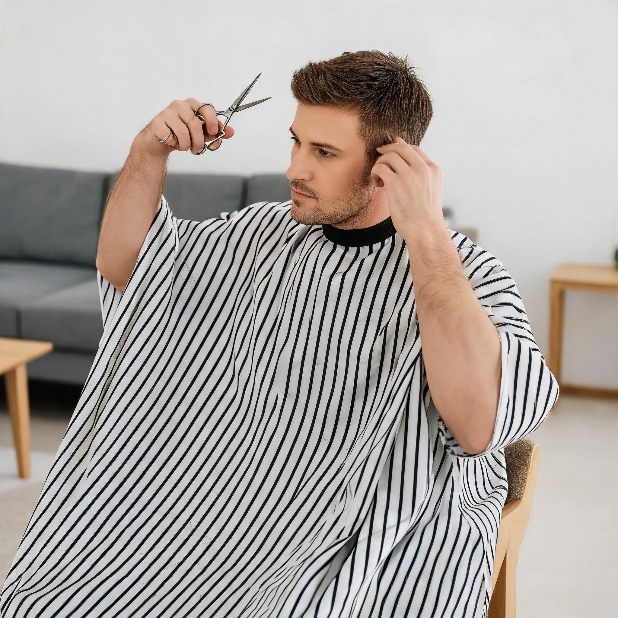 Striped Hairdressing Apron, Barber Apron for Salon and Home Use, Unisex Portable Lightweight Haircut Tool Essential, Adult Hairdresser Apron, Grooming