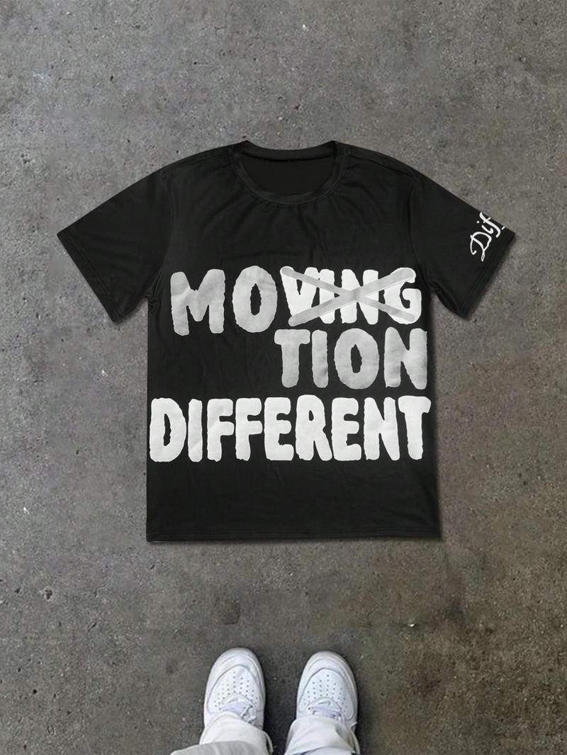 Men's and Women's Short Sleeve T-Shirt with Letter Character Print, Stylish Casual Fit Summer Tee for Youth, Versatile American Trendy Style