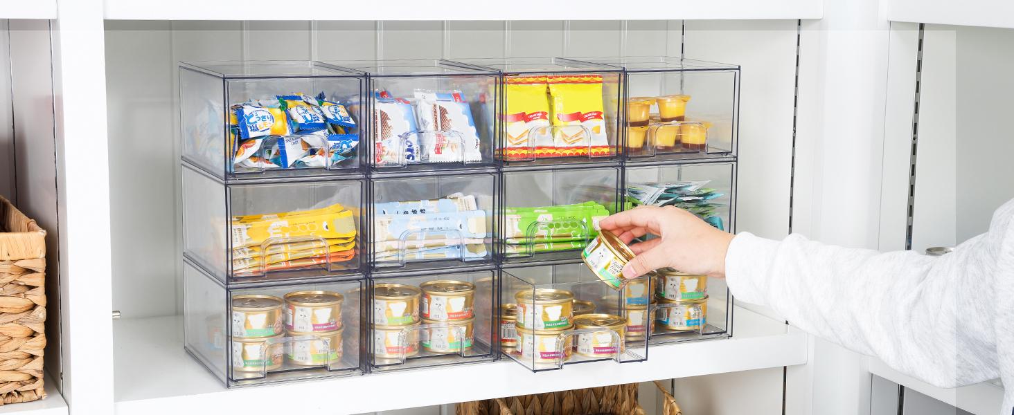 ZY 4 Pack Clear Small Stackable Storage Drawers,Acrylic Bathroom Makeup Organizer,Plastic Storage Bins For Vanity, Undersink, Kitchen Cabinets, Pantry, Home Organization Box Boxes Container Silicone Decoration Laundry Transparent