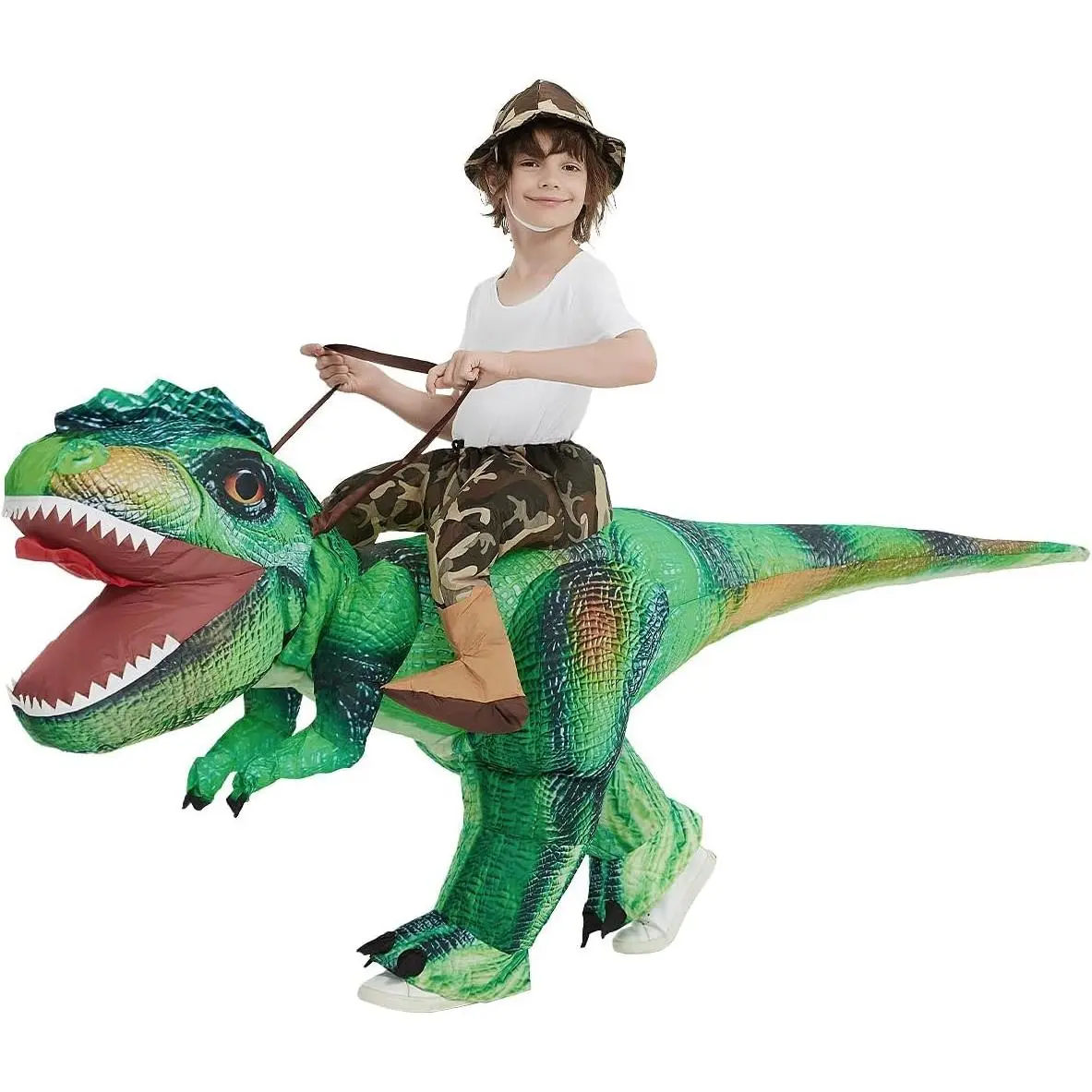Dinosaur Inflatable Suit, Inflatable Green T-Rex Riding Air-Blow-Up Costume for Halloween Parties, Menswear, Mens Clothing, Women's Clothes, Funny Baby Costume Jewelry Accessory