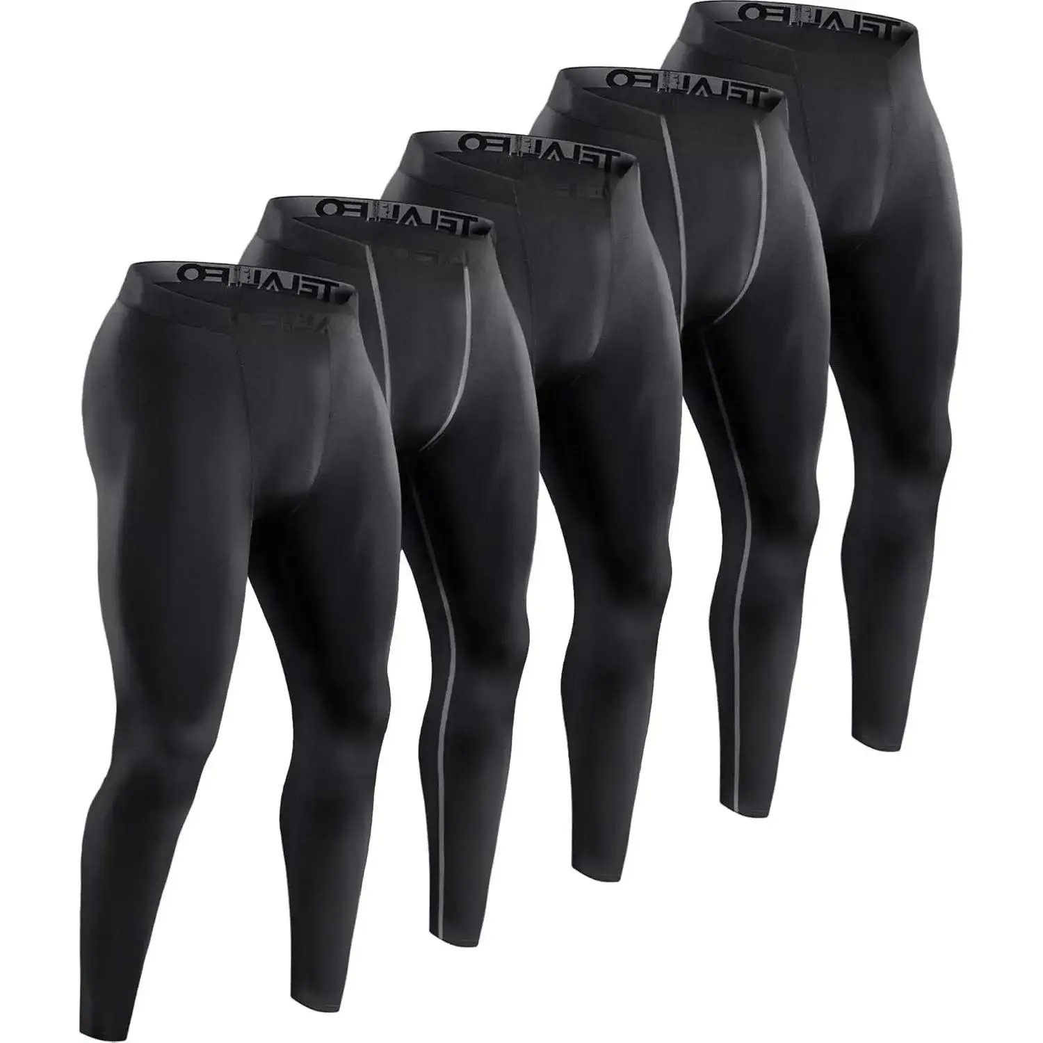 5 Pack Men's Compression Pants for Workout, Running,Basketball,Football- Baselayer Leggings JianShuLuxe