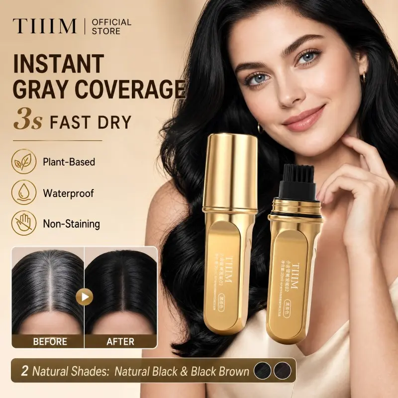 Temporary Root Touch‑Up Stick, gray hair coverage, root retouch, hair root concealer, comb‑tip design, anti‑hand‑staining, for hair surface only, subtle even hair color, suitable for outdoor and daily activities
