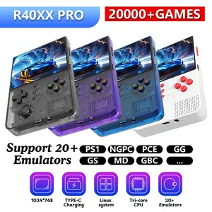 R40xx Pro Portable Retro Handheld Game Console, Preinstalled 2000+ Games, Compatible with Ps1 Gbc Md, Linux System, Type-C Charging