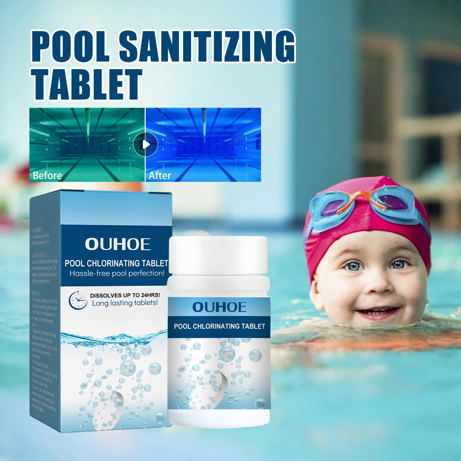 Pool Chlorine Tablets, Quick-Dissolving Multi-Function Effervescent Tablets for Water Quality Cleaning and Odor Removal