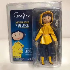 2026 hot item Laika Coraline 7 Inch Articulated Figure Pvc Poseable Collectible Puppet With Star Sweater Yellow Raincoat Striped Shirt Popular toys