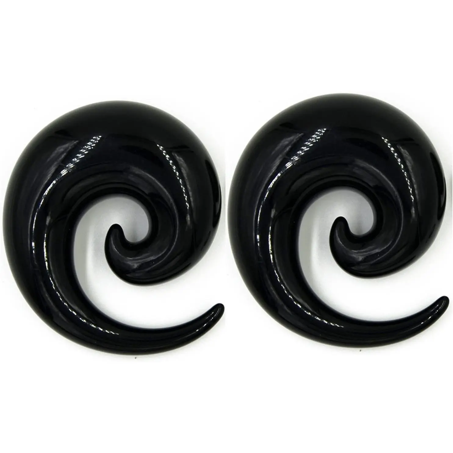 Pair of Black Ear Plugs Tapers Huge Big Gauge Super Spirals Horseshoes Tapers Gauges 24mm 22mm 20mm 18mm 16mm 14mm 12mm 11mm 10mm