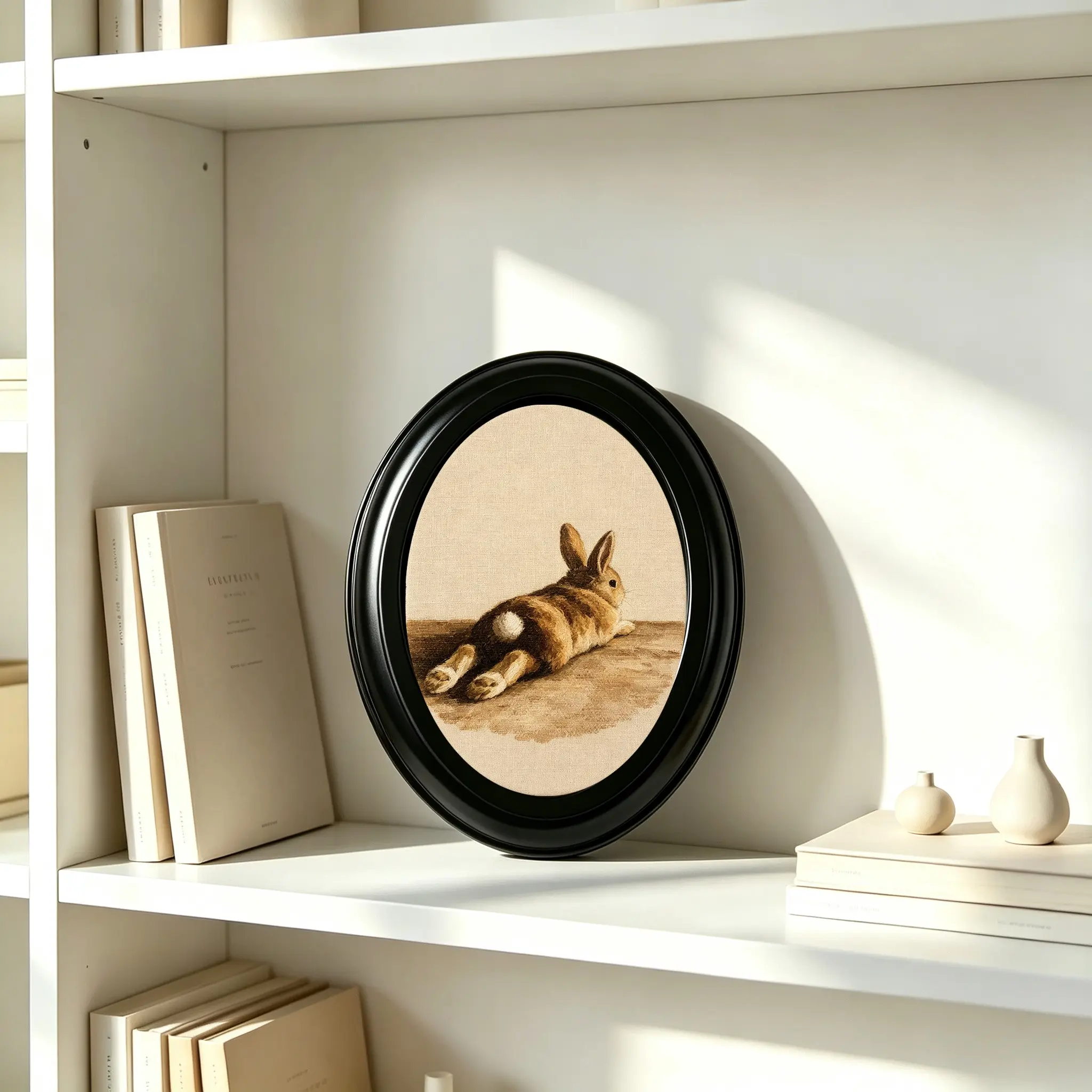 6.8×8.7 Inch Vintage Oval Victorian Wall Frame, French Country Animal Art Wall Decor, Interchangeable Photo Frame, Home Wall Ornament for Bedroom, Living Room, Kids Room & Reading Nook