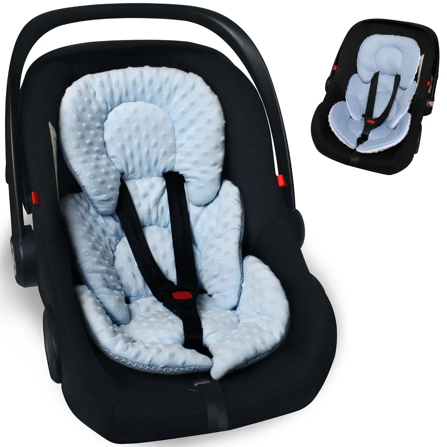 Infant Car Seat Insert for Newborn Baby 2-in-1 Reversible Support Pad, Thickened Head & Body Support for Carseats, Strollers, Swings, Bouncers, All Seasons Use, UnisexGift