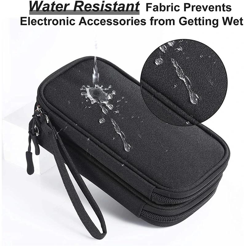 Travel Organizer Bag Cable Storage Pouch Carry Case Portable Waterproof Double Layers with random internal layout