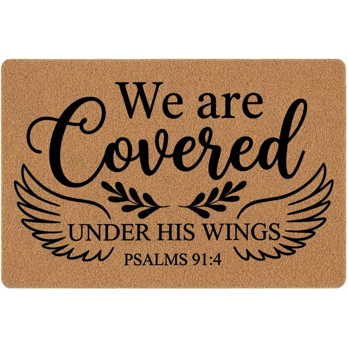 Christian Religious Welcome Doormat - We are Covered His Blessing Entrance Rug, Faux Coir Non-Slip Backing, Mother's Day & Pastor Gift, Indoor Mat, 24x16