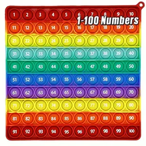 Numbers 1-100 Counting Board Games Fidget Toys, Silicone Rainbow Math Learning Game Stationery Educational Toys for Classroom Preschool Kids Halloween Christmas Gifts Back to School Supplies