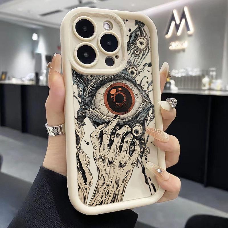 Case for IPhone 17 Pro Max 16 Plus 15 14 13 12 11 Air E with Patterns of Eyes and Strange Hands Full of Weird and Mysterious Style Phone Case Anti-Scratch Shockproof Soft Silicone Protective Cover