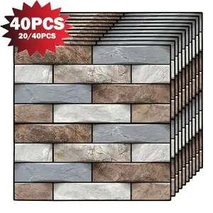 20/40 Pcs 3D Textured Brick Wall Panels, Waterproof Peel & Stick Vinyl Masonry Tiles, No Nailing/Screws Needed, Suitable for Bathroom, Bedroom, Kitchen Wall & Ceiling Use