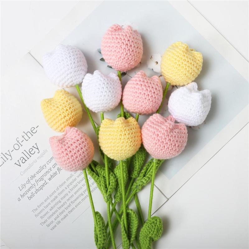 Handmade Knitted Tulip Bouquet, Crochet Flower Bouquet, 10/20/30 Stems Artificial Flowers, Easter and Mother's Day Gift, Home Decor, Bedroom Decoration #TOP PICKS