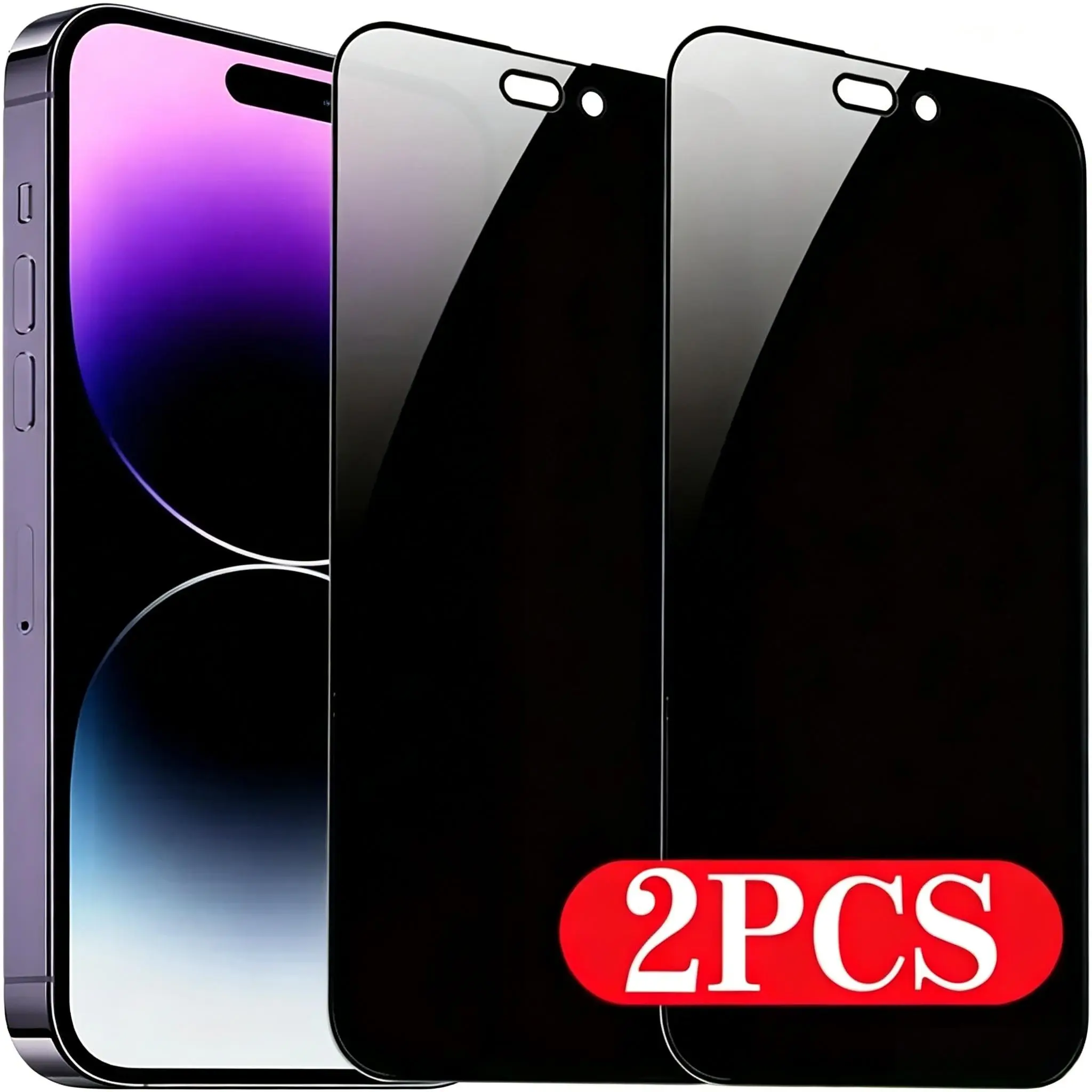 2-Pack Ceramic Anti-Spy Tempered Glass Screen Protector for iPhone 17 Pro Max 16/15 Plus 14 13 12 11, Scratch-Resistant, Easy Installation, Bubble-Free