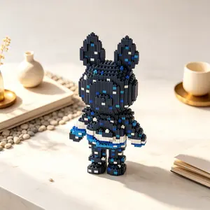 Starry Night Bunny 3D Puzzle Building Block Ornament, Home Office Decor, Party Decoration, Ideal Gift for Holidays, Handmade Craft