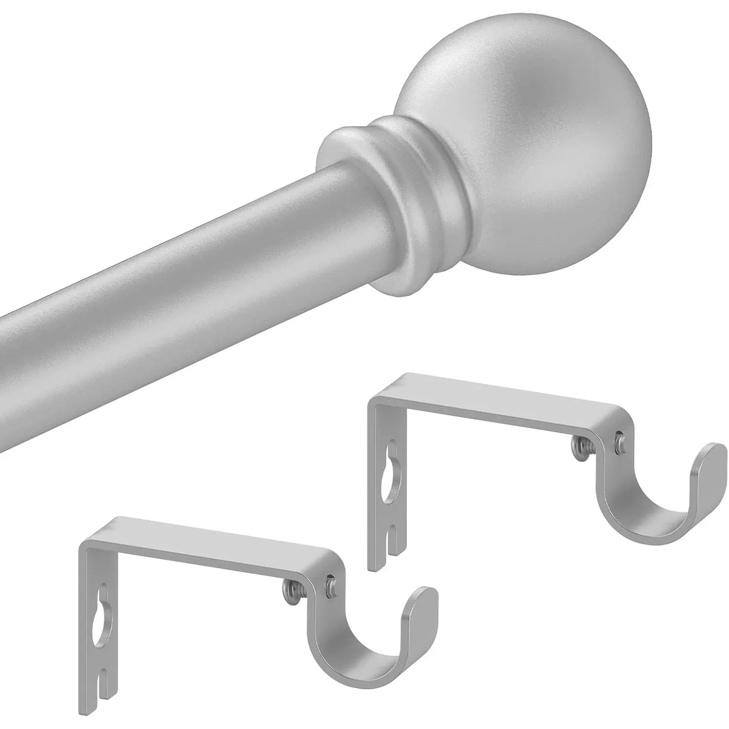 Curtain Rods for Windows with Brackets,5/8 Inch Diameter Small Window Curtain Rod Adjustable 32 to 48 Inches,Easy Install Drapery Rods,Gray
