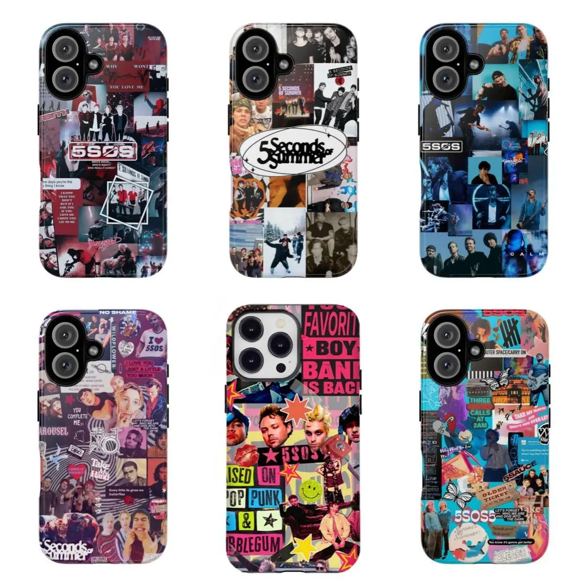 Nostalgic Custom 5SOS Collage Protective Cellphone Case - Wireless Charging Compatible, Shockproof, Scratch-Resistant Casing for iPhone 11-17,for Samsung S21-S25, Ideal Gift for 5SOS Stans, Phone Devices Cover Accessory