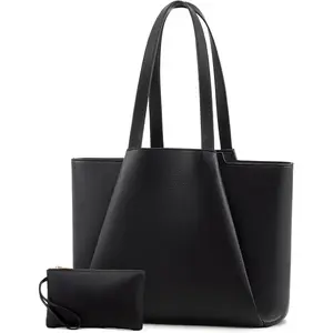 Laptop Handbag - 15.6inch Faux Leather Laptop Bag, with Clutch Bag, Large Capacity Office Computer Bag