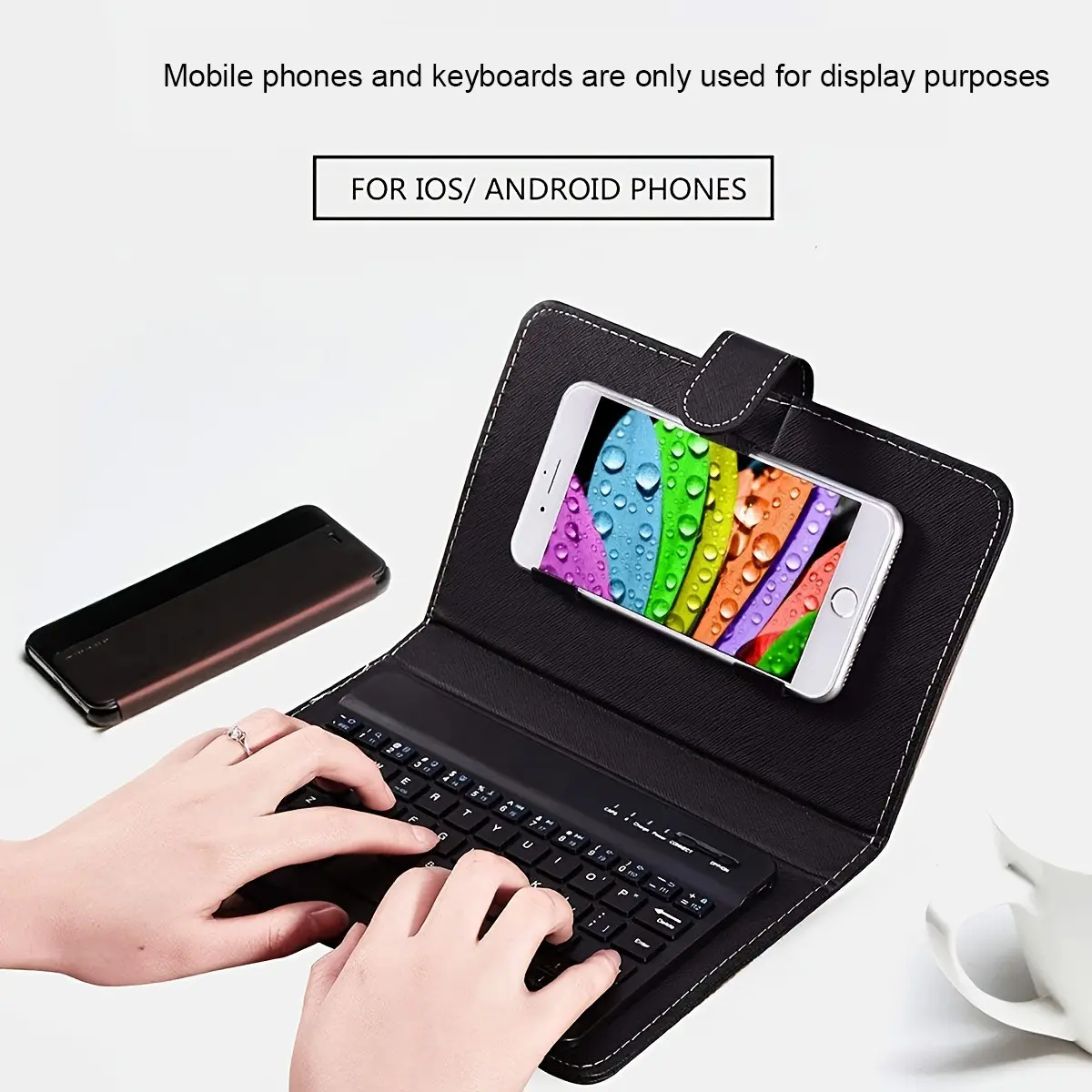 1pc - Compact Foldable Wireless Keyboard and Smartphone Case with Bracket, PU Leather Case, Travel Portable, Travel Gadgets, Phone Accessories - Keyboard and Phone Not Included