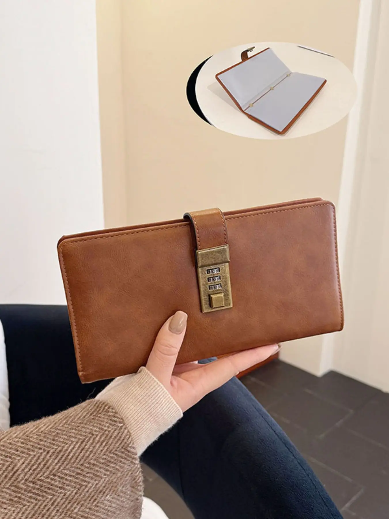 Various Money Card Storage Pouches, Bill Organizer, Checkbook Holder, Cash Folder, Password Lock, Multi-Layer Design, High-End Storage, Pu Leather Wallet
