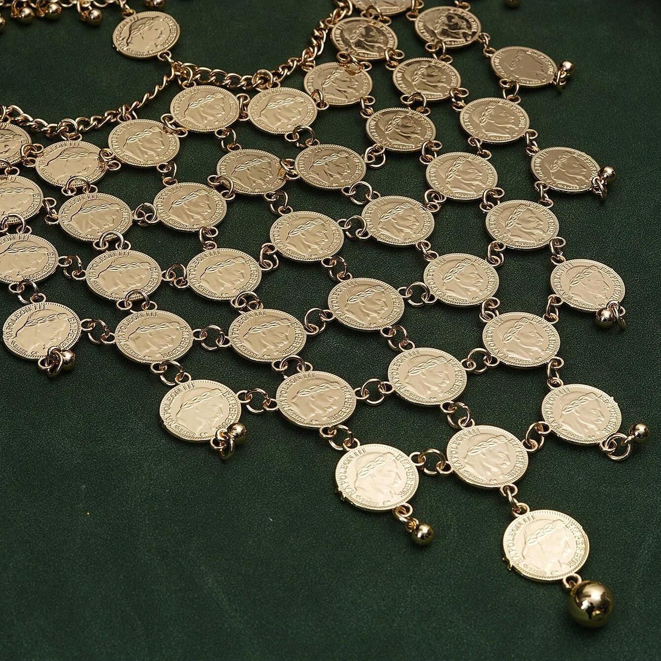 Middle East Dubai Style Metal Veil Hollow Coin Alloy Curtain Tassel Mask Cross-Border Headdress Face Covering Jewelry Accessory