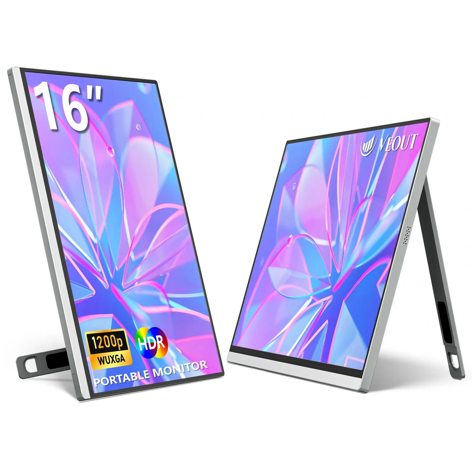 Veout V1 16 Inch Portable IPS Monitor 1920×1200p, USB-C & HDMI Gaming Display, Ultra Slim 0.3 Inch, Perfect for Travel & Office, Portable Monitors