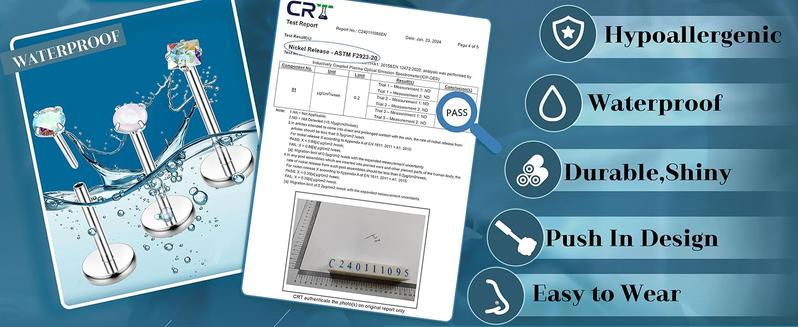 LOLIAS 18PCS Threadless Nose Rings Studs for Women Men 20G 18G 16G Hypoallergenic Surgical Stainless Steel Labret Lip Rings CZ Opal Push in Earrings Flat Back Nose Stud Cartilage Nostril Conch Helix Tragus Piercing Jewelry