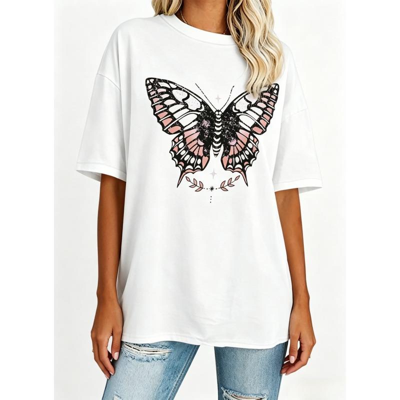 Pure Cotton Short Sleeve T Shirts -Soft Summer Crop Tops,Fit Basic Tees for Workout,Summer,Oversized Printed T-shirt Tshirt Women