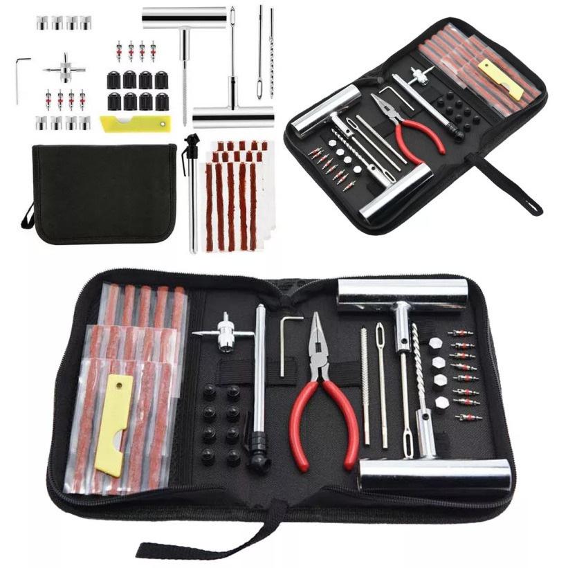 Emergency Tire Repair Kit - Portable Car Flat Tire Puncture Fix Tool Set for Roadside Rescue