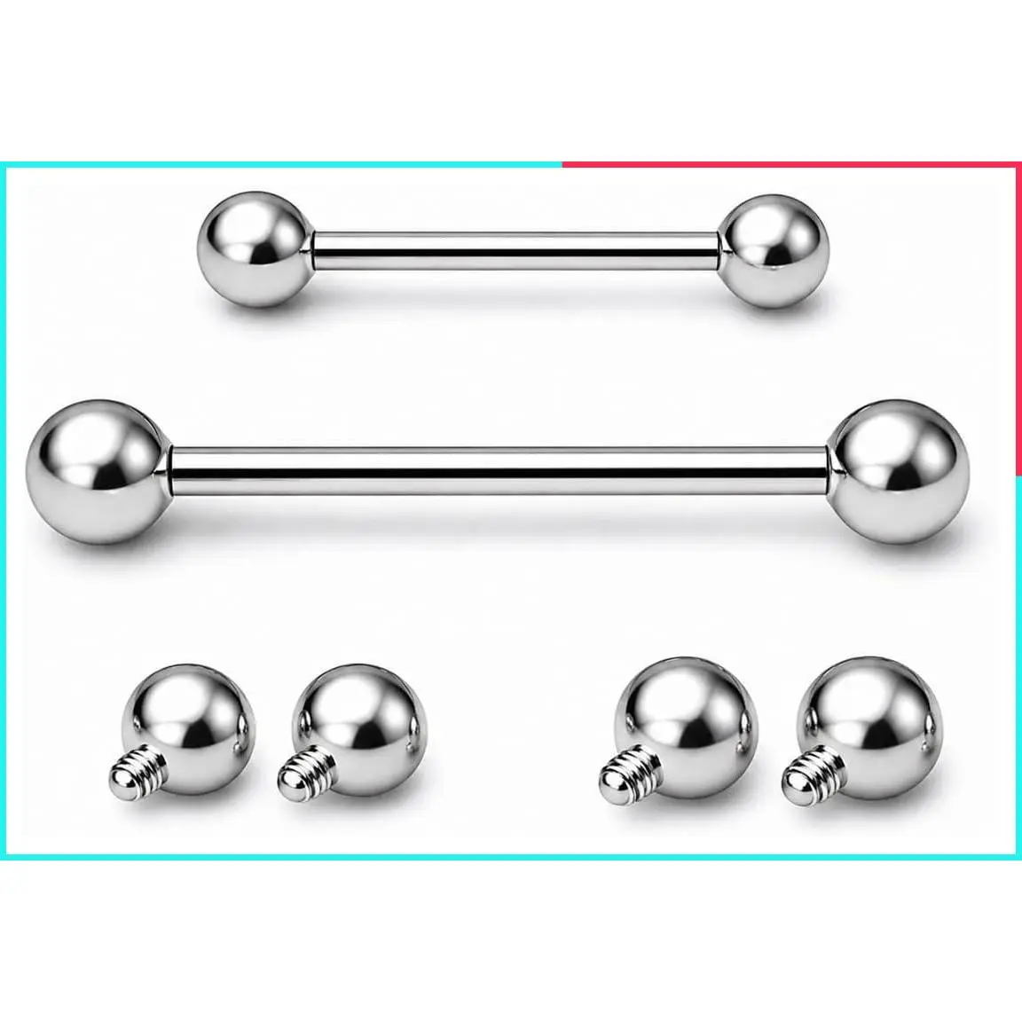 14G Titanium Tongue Ring Set – Implant Grade Internally Threaded Barbell, 14mm & 16mm Bars, 4mm & 5mm Balls, Extra Balls & Storage Case