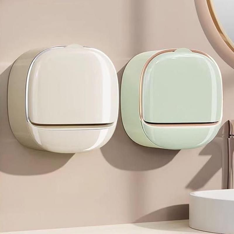 Wall Mounted Soap Dish, Soap Rack, 2 Counts/set Punch Free Soap Bar Storage Holder,   Bathroom Supplies, Bathroom Essentials Accessories for Home Hotel Dormitory