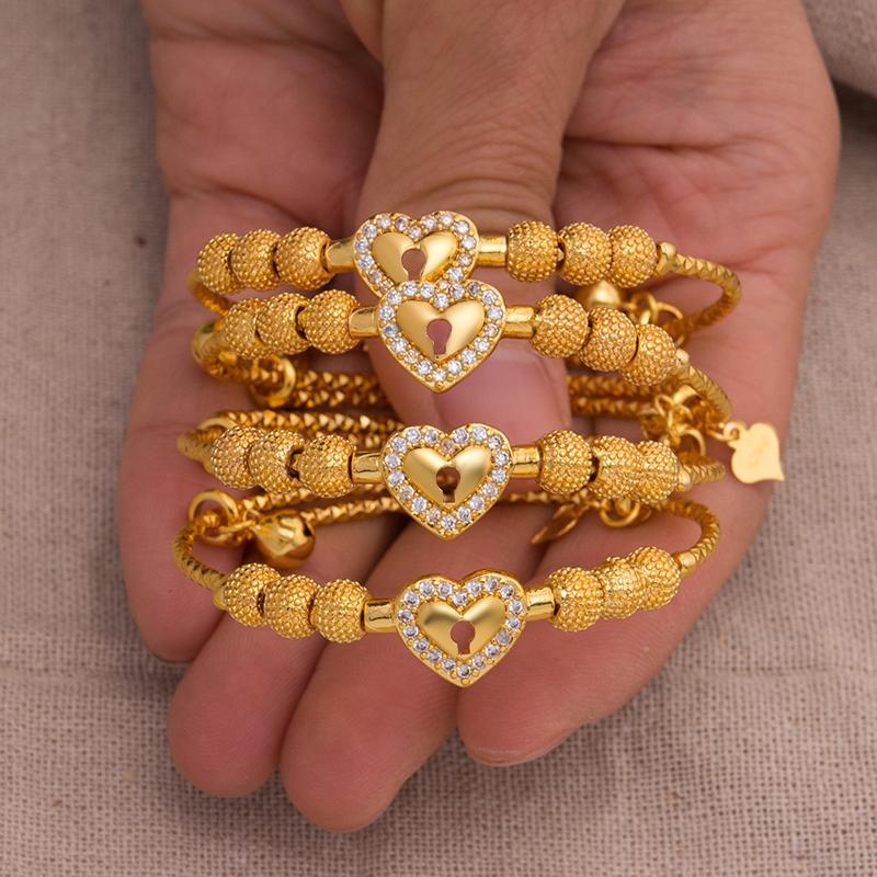 Annayoyo Baby Boys Bangles Gold Color Jewelry Bangles Ethiopian Child Girls  Dubai Bracelet Party wedding Gifts
