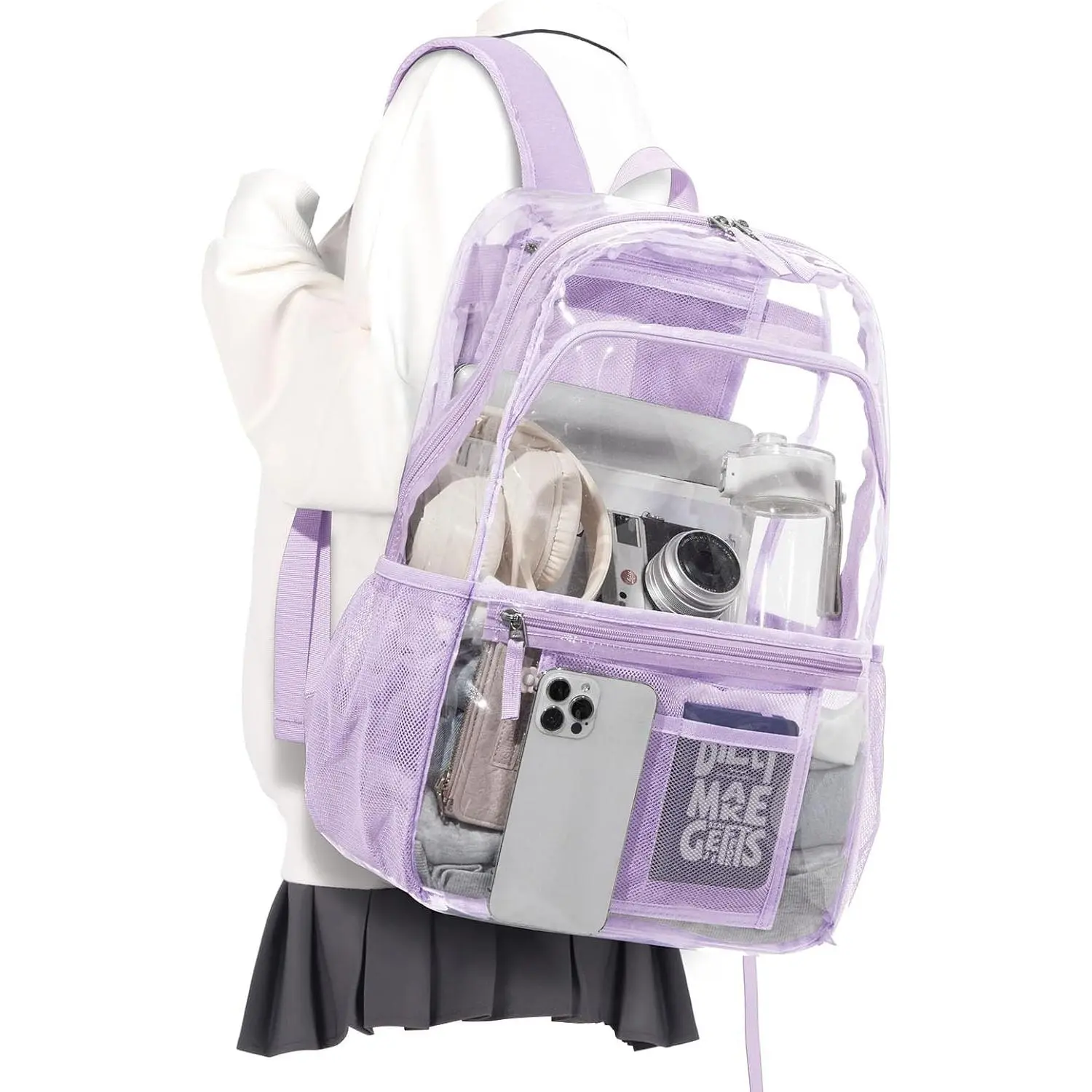 Clear Backpack For School Women Men, Heavy Duty Transparent See Through Backpack,  Clear Bookbag For Teens Boys Girls, College Students Plastic Backpacks For Stadium Events ()
