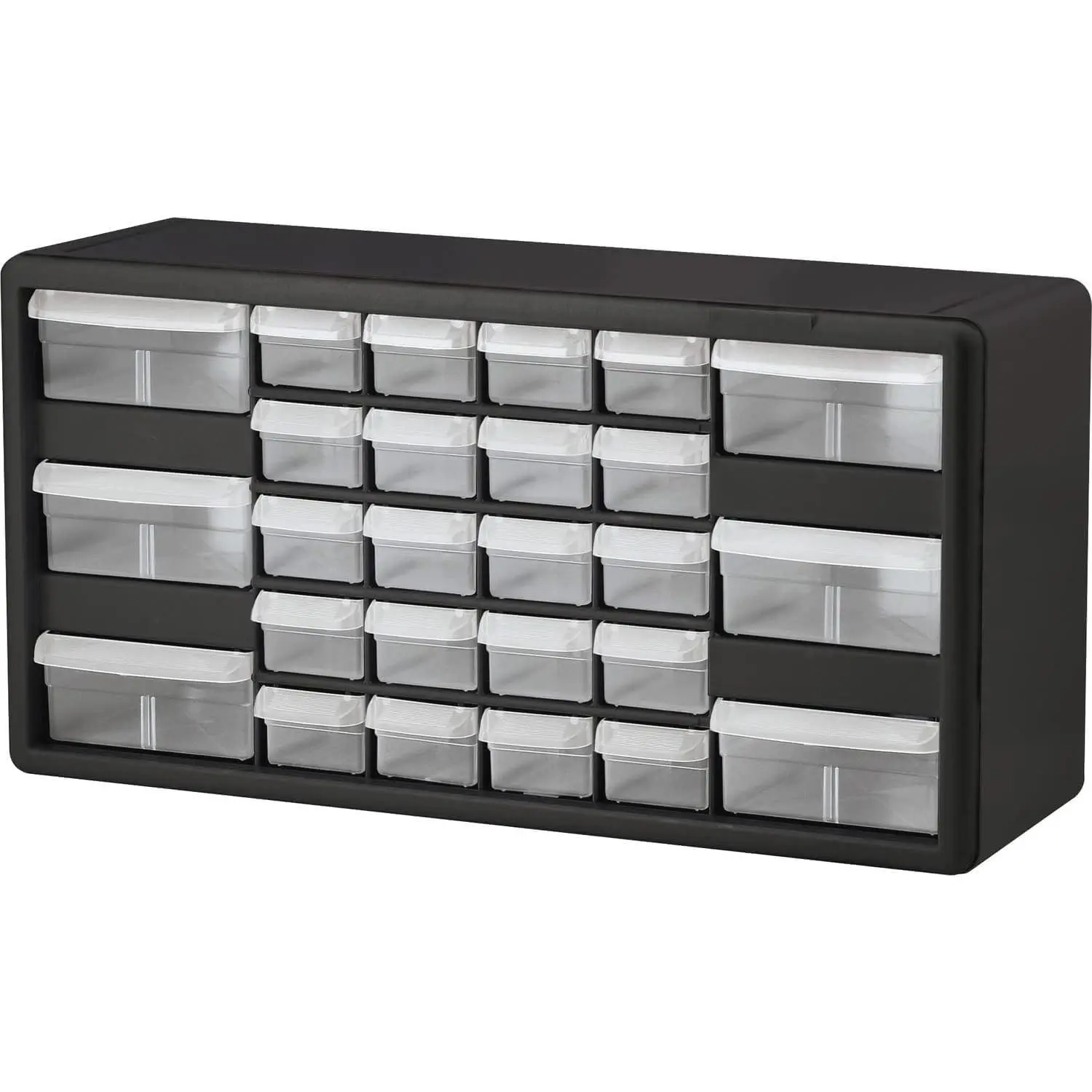 26-Drawer Drawer Cabinet for Organization, Bead Organizer, Building Bricks, Teacher Toolbox, Makeup Organizer, 20" W x 6" D x 10" H, 10126 Black