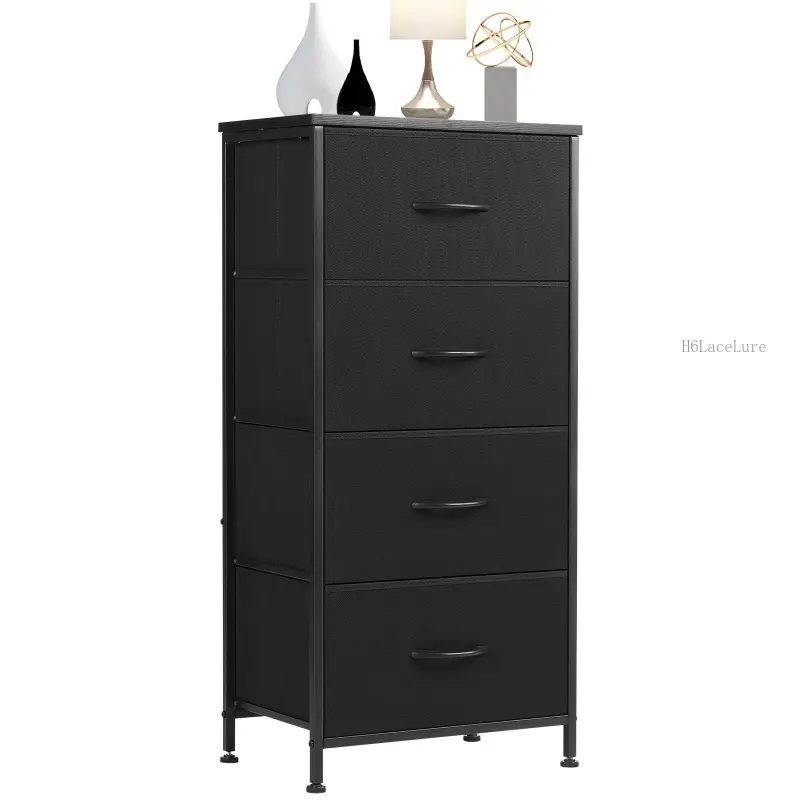 Dresser for Bedroom, Storage Drawers, Skinny Fabric Storage Tower with 4 DrawersH6LaceLure