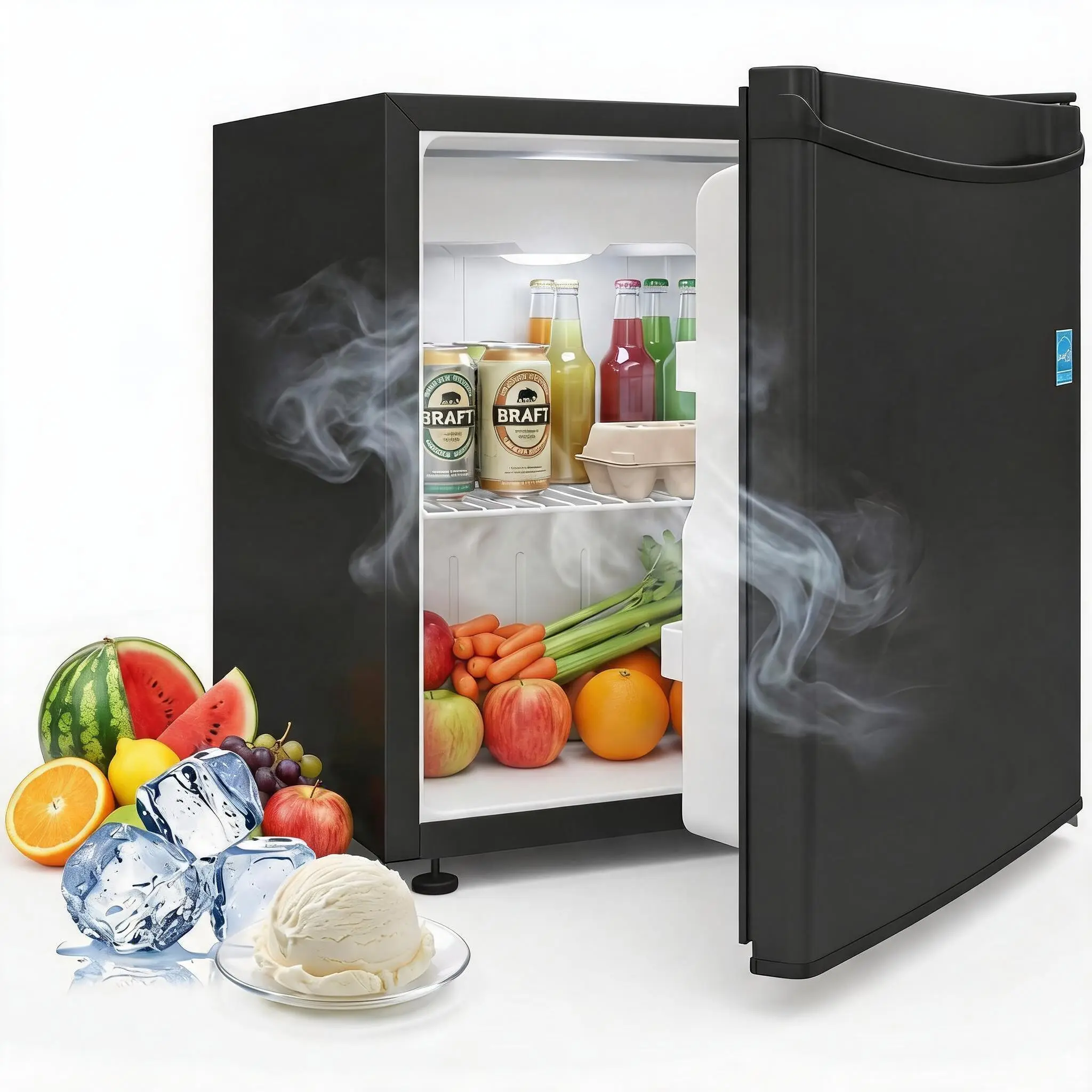 Space-Saving Compact Mini Fridge - Single Door, Steel Construction, Energy Efficient & Quiet, Easy-Clean for Dorm, Office, Bedroom, Kitchen, Bar