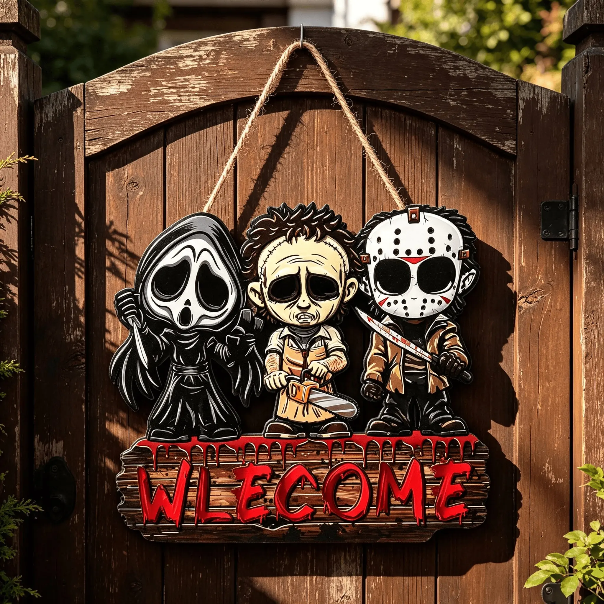 Halloween Horror Wooden Sign, Vintage Rustic Style Wooden Door Wall Decor, Spooky Halloween Party Decoration, Home Festival Ornament