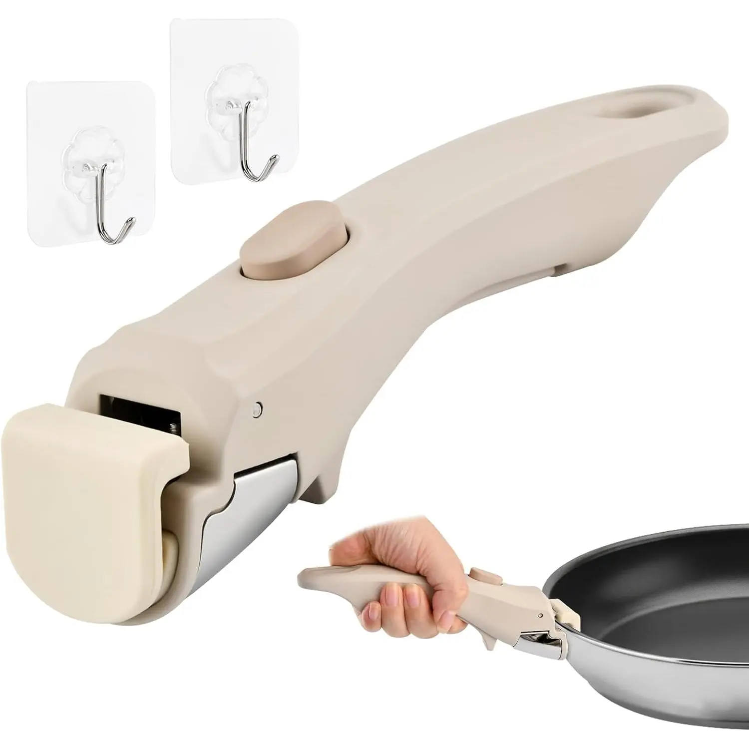 Removable Pot Handle, Detachable Pot Handles   Handle with 2 Hook Heat Resistant &  Grip Compatible with  Non-Stick Pans, Skillets & Pots