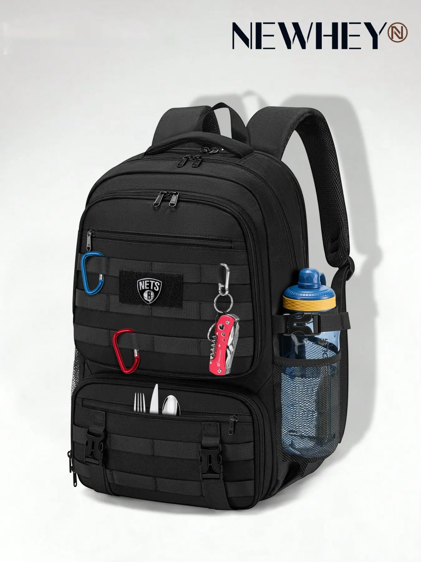 INSULATED LUNCH COMPARTMENT, The laptop backpack, Lunchbox Backpack features a food-grade PEVA insulated compartment filled with high-density thermal foam, which keeps food and beverages warm or cool for 3–5 hours, front pocket of the lunch compartment