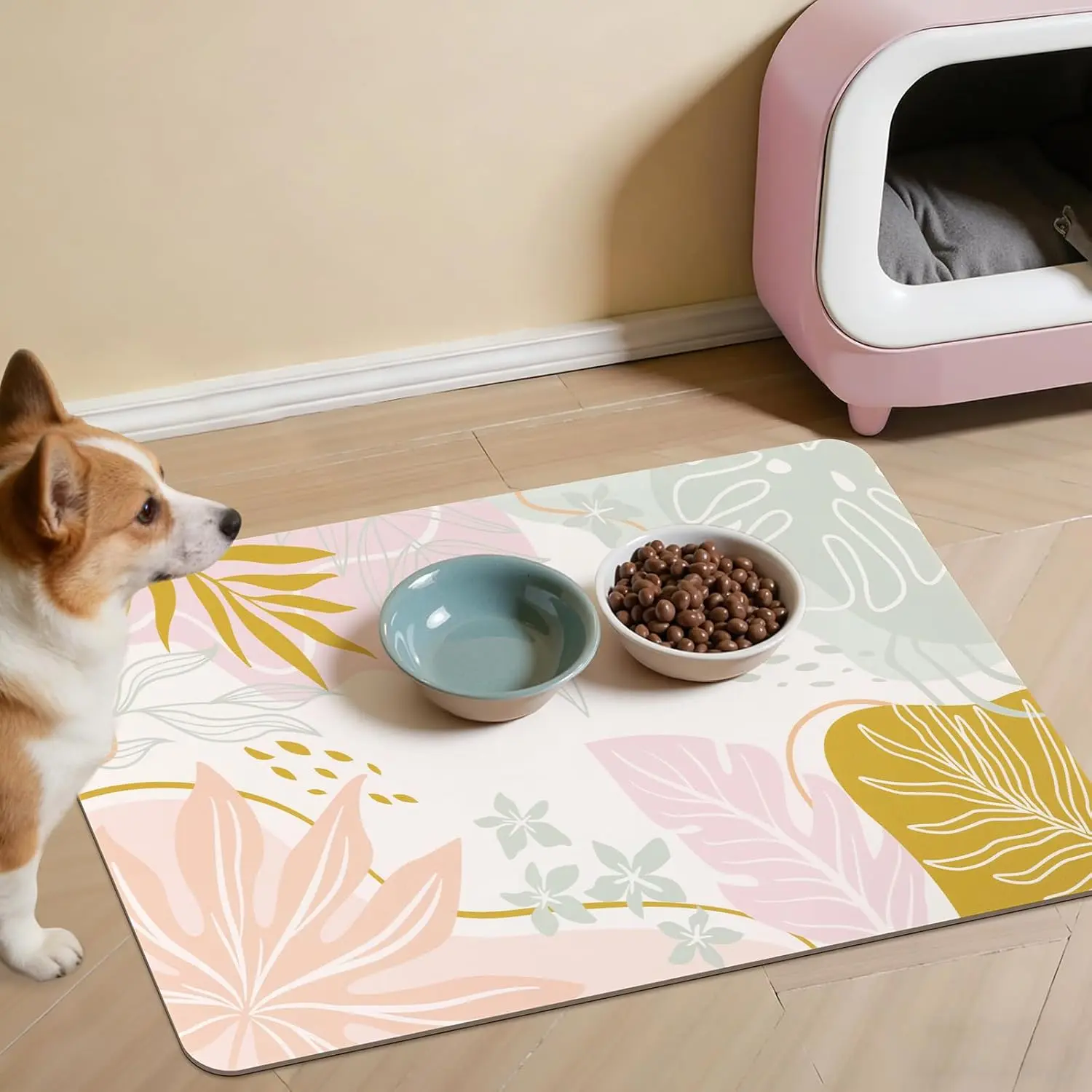 Mat for Floors,Absorbent Mat for   and Water Bowls,Quick Dry   Mat  Supplies,12"x20"